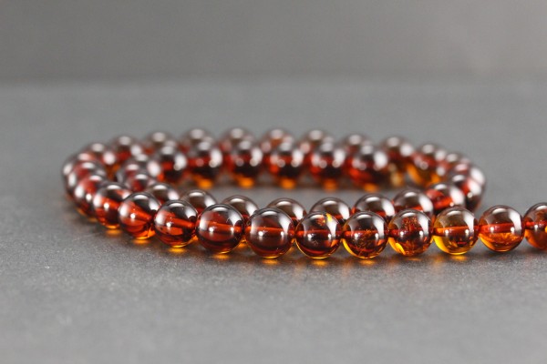 Bracelet en ambre cognac de la Baltique - 16cm - Perles de 6mm