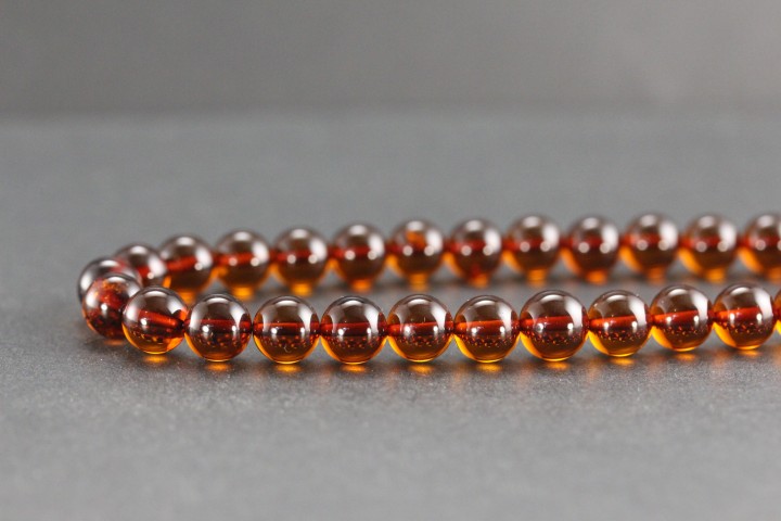 Bracelet en ambre cognac de la Baltique - 17cm - Perles de 6mm