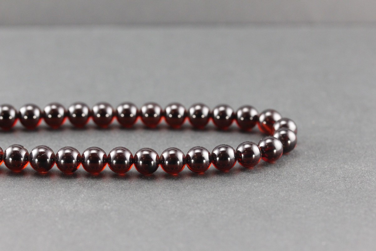 Bracelet en ambre cerise de la Baltique - 17cm - Perles de 6mm