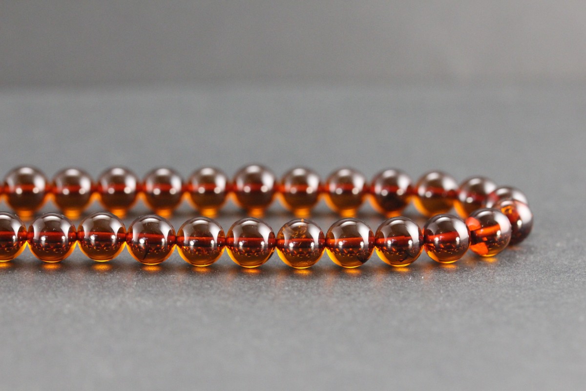 Bracelet en ambre cognac de la Baltique - 18cm - Perles de 6mm