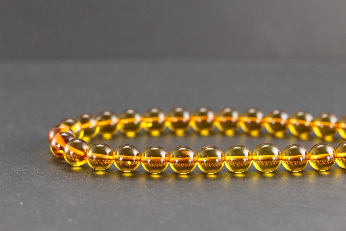 Bracelet en ambre miel de la Baltique - 19cm - Perles de 6mm