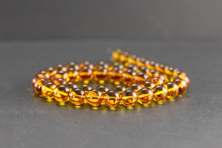 Bracelet en ambre miel de la Baltique - 19cm - Perles de 6mm