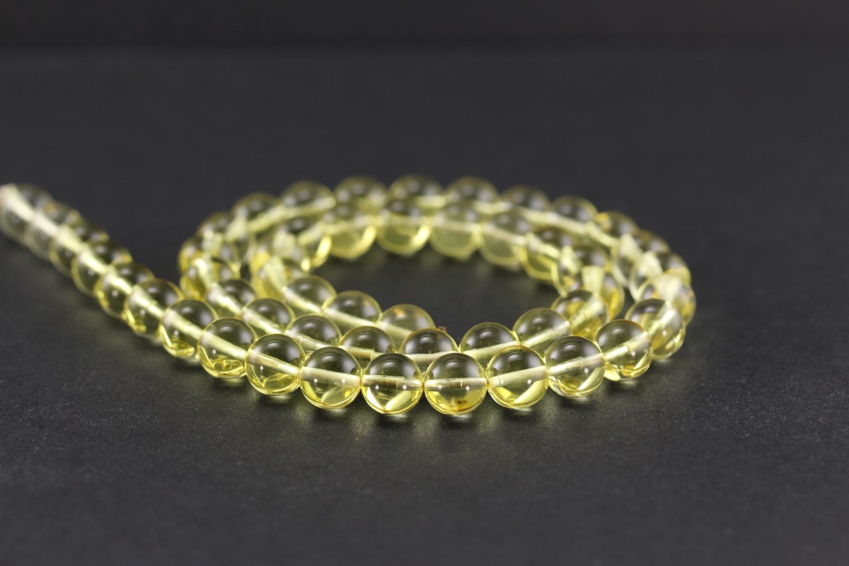 Bracelet en ambre citron de la Baltique - 19cm - Perles de 6mm