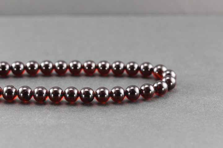 Bracelet en ambre cerise de la Baltique - 19cm - Perles de 6mm